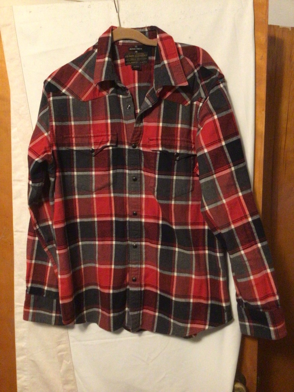 Filson Western Trim fit 100% cotton Ranch wear Americana SZ L